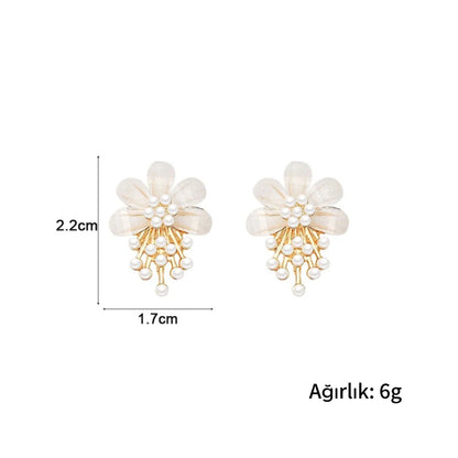 Küçük İnci Çiçek Küpe - TheKampus